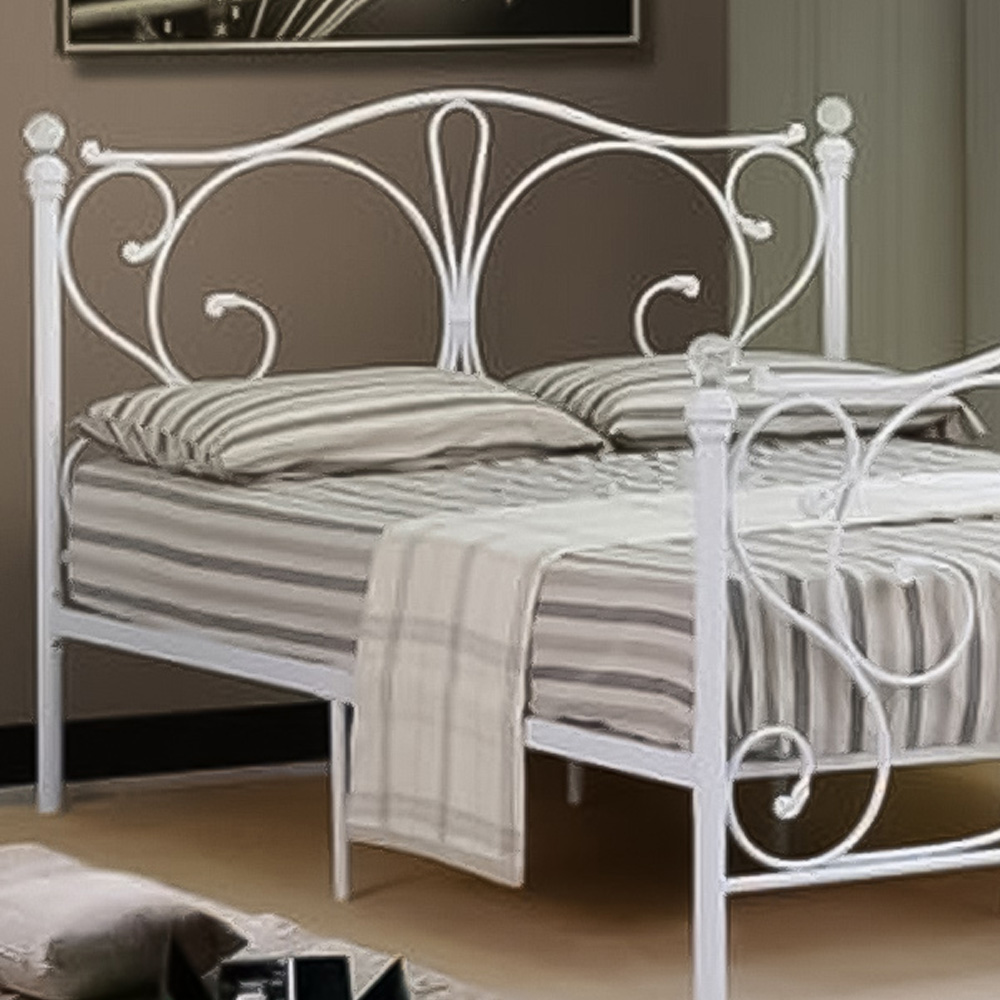 Brooklyn Small Double White Metal Crystal Finial Bed Frame Image 2