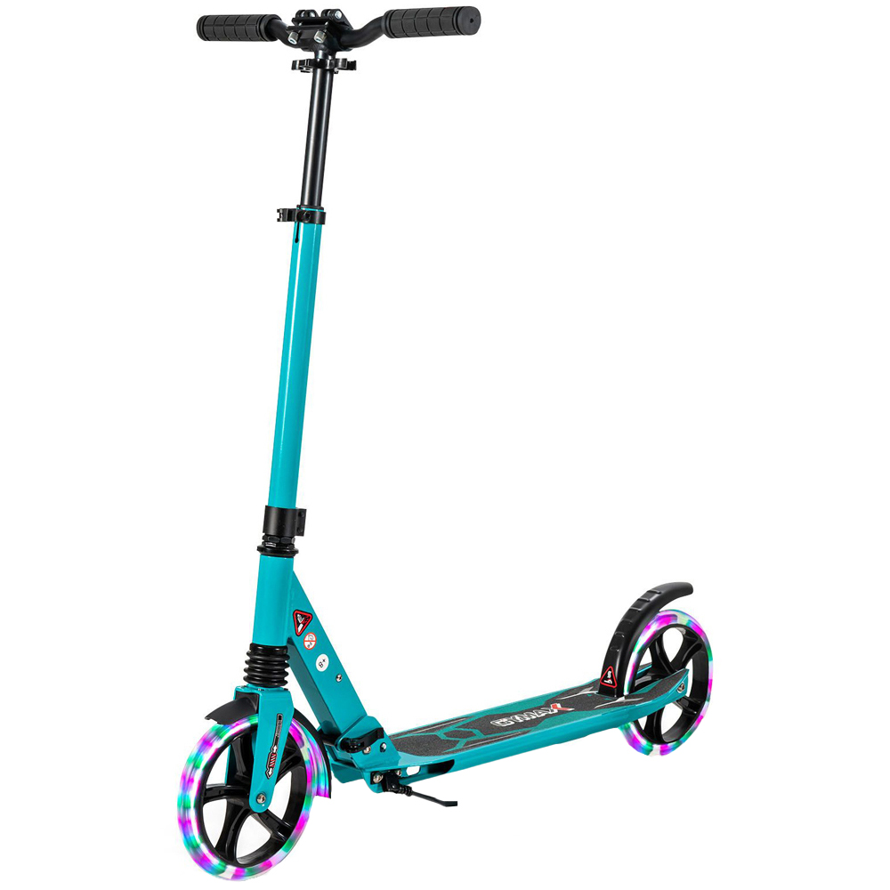 Costway Turquoise Folding Kick Scooter with Large Wheels Image 1