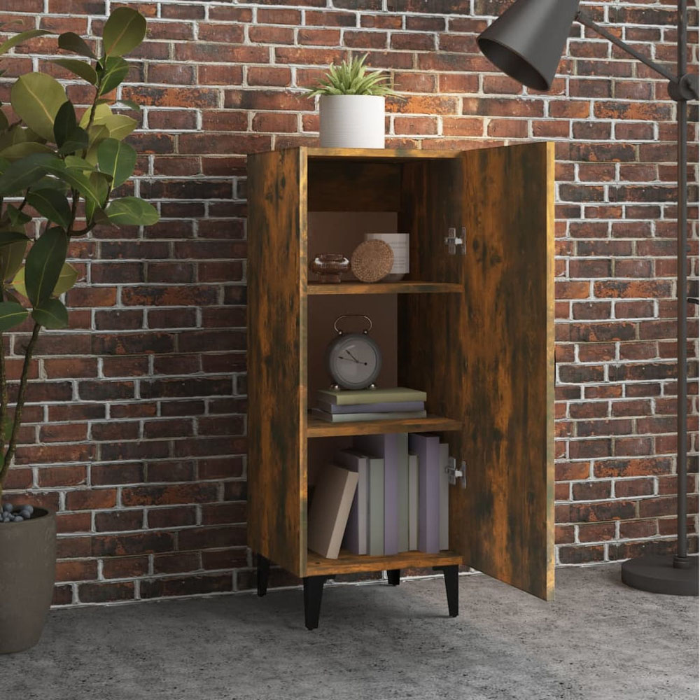 vidaXL Single Door Smoked Oak Narrow Sideboard Image 3