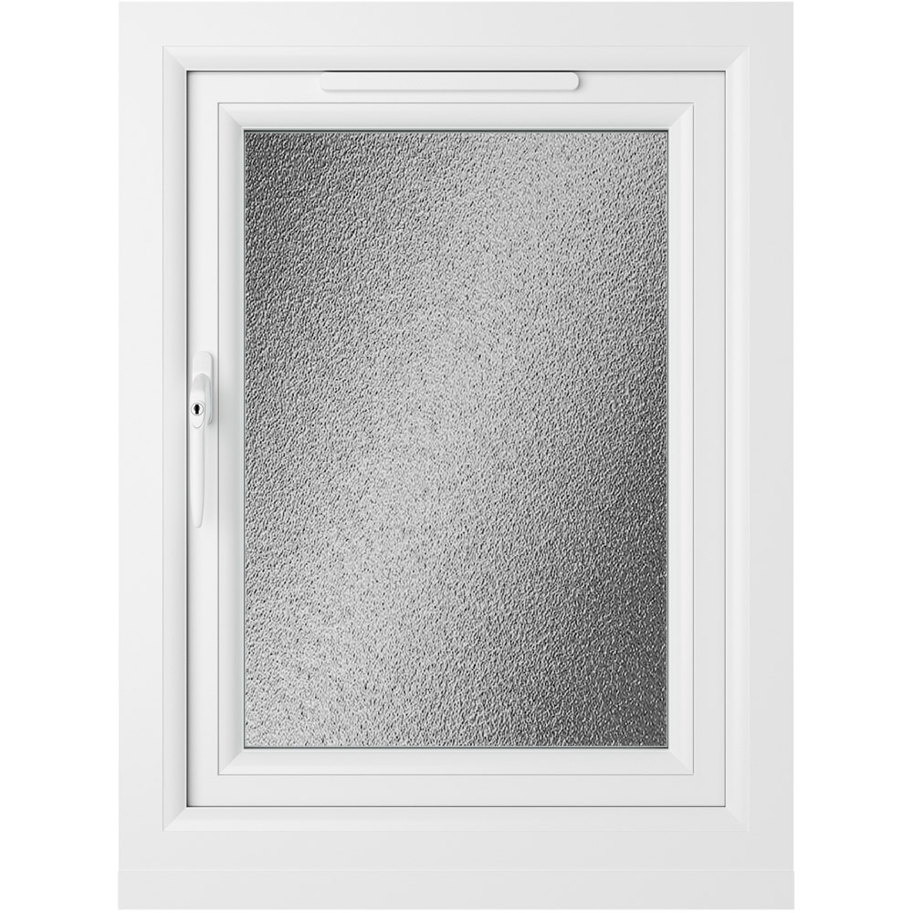 Crystal uPVC Triple Glazed Window Left Hand Side Hung White Obscure Glass 610x965mm Image 2