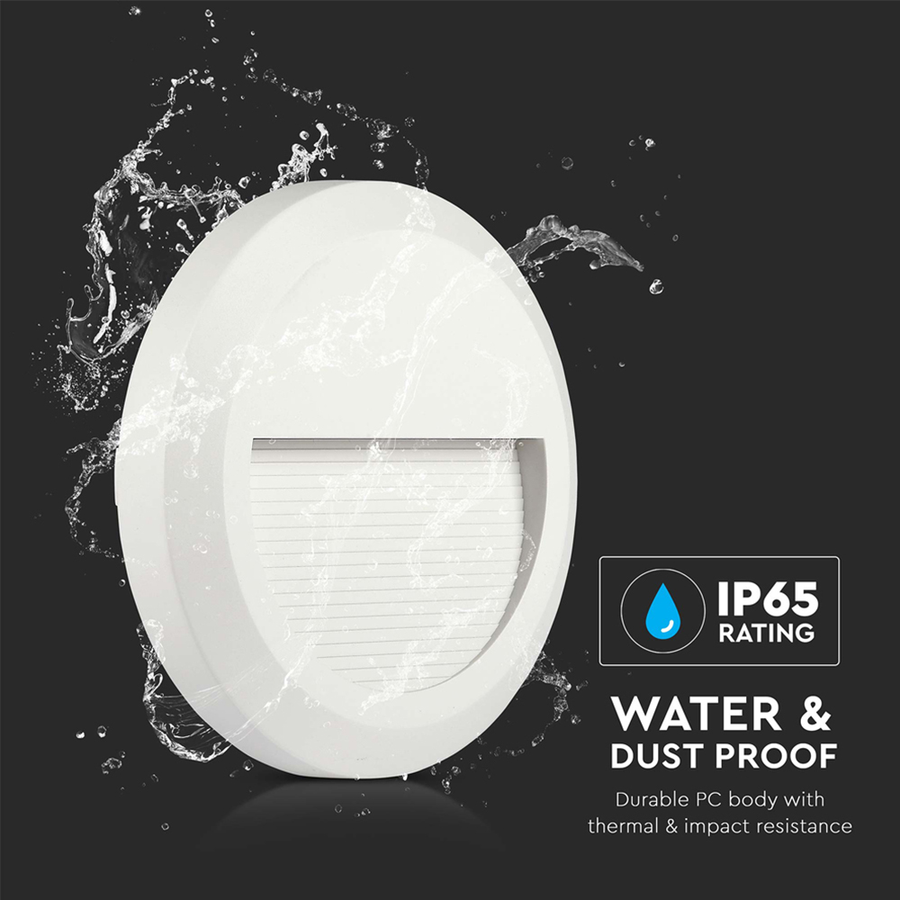 V-TAC 4 Pack 2W White Round Cool White LED Step Light Image 7