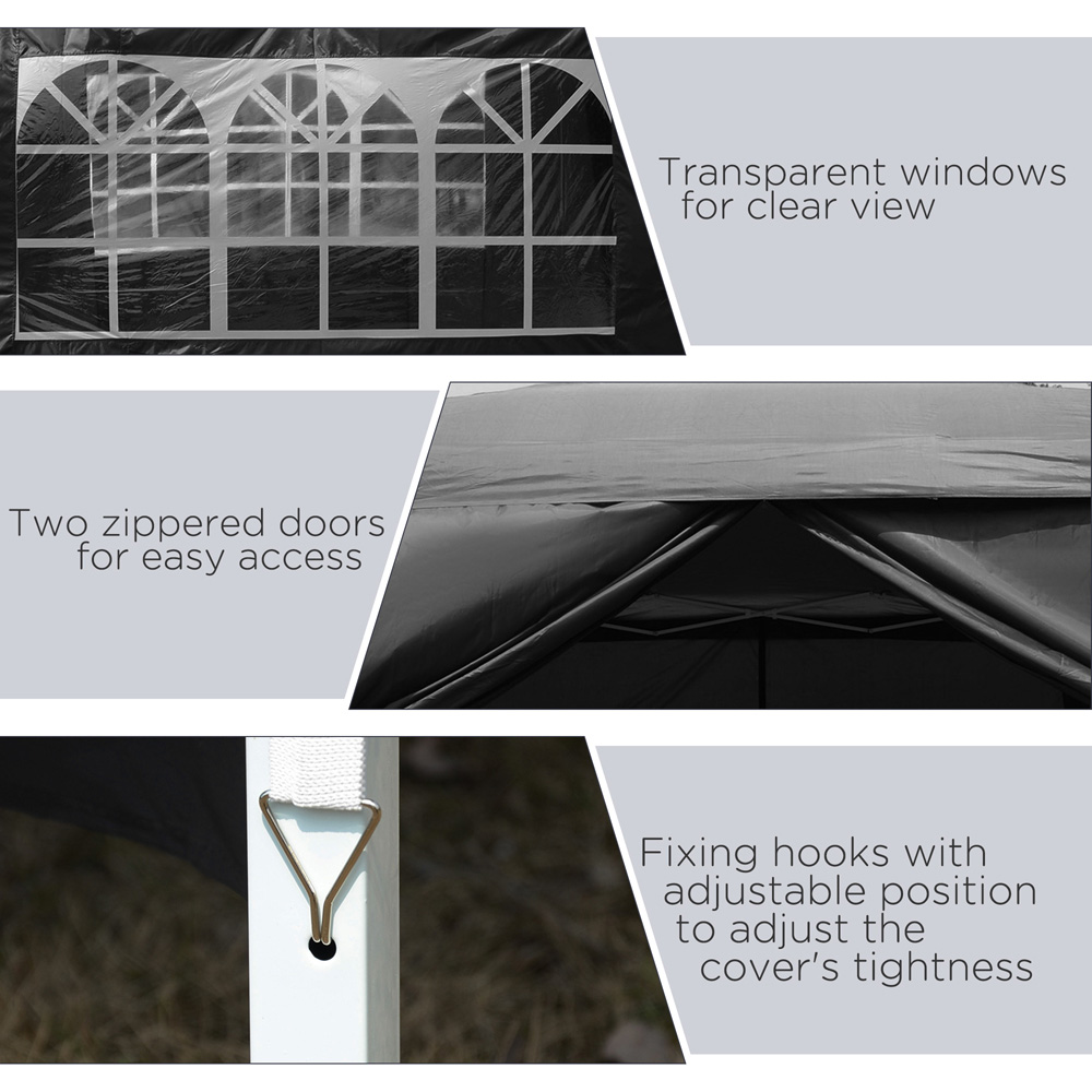 Outsunny 3 x 3m Black Pop Up Water Resistant Camping Party Tent Image 4