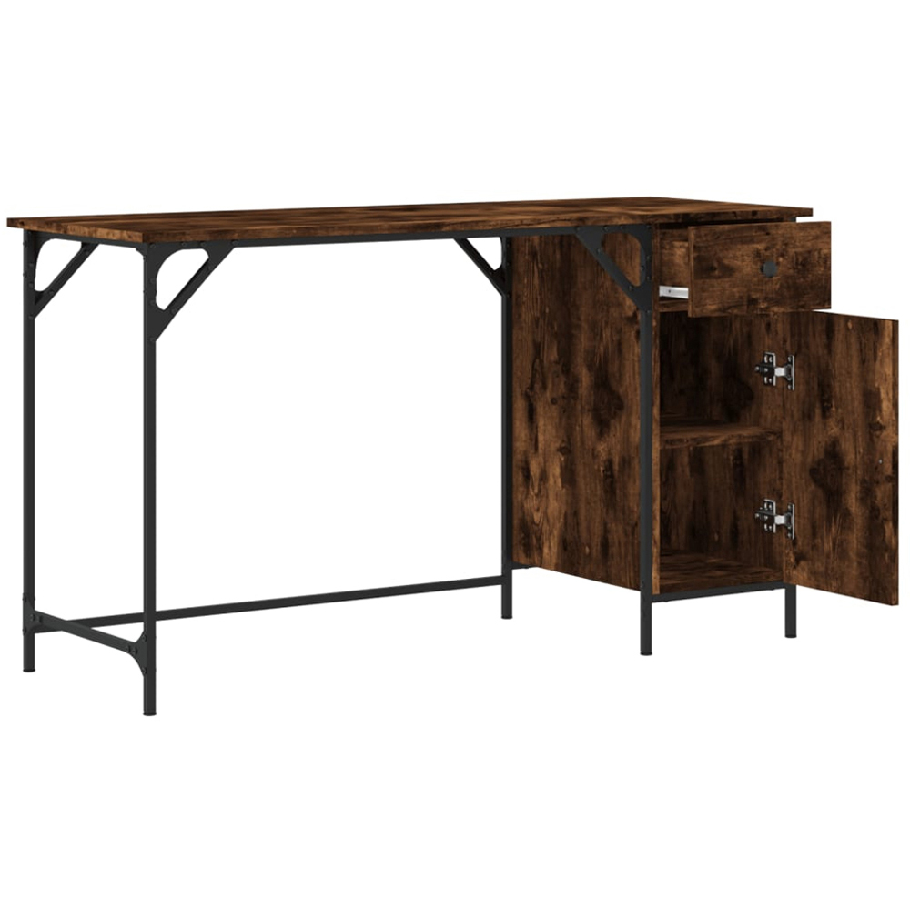 vidaXL Single Door Single Drawer Industrial Style Computer Desk Smoked Oak Image 7