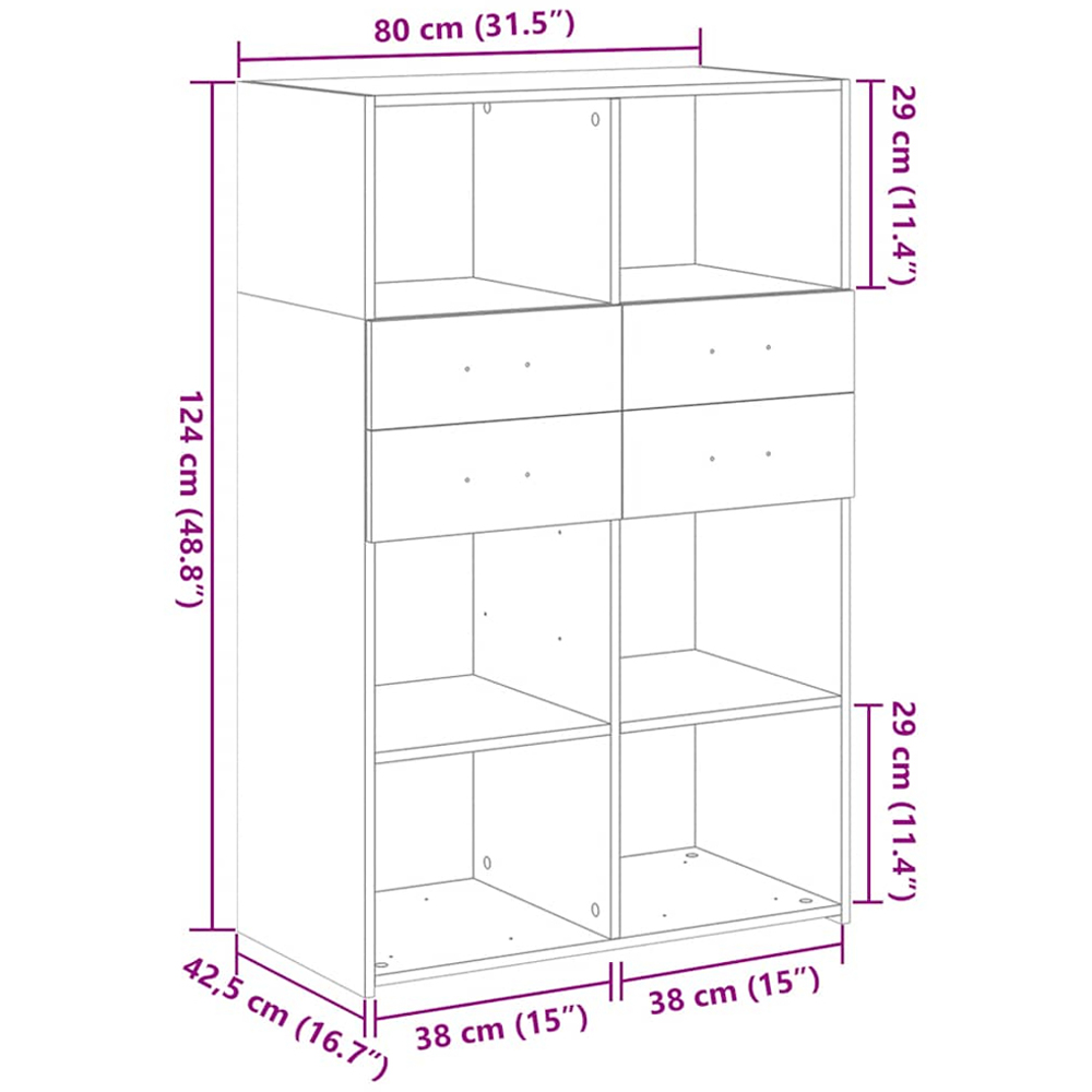 vidaXL 4 Drawer 6 Shelf White Highboard Image 9