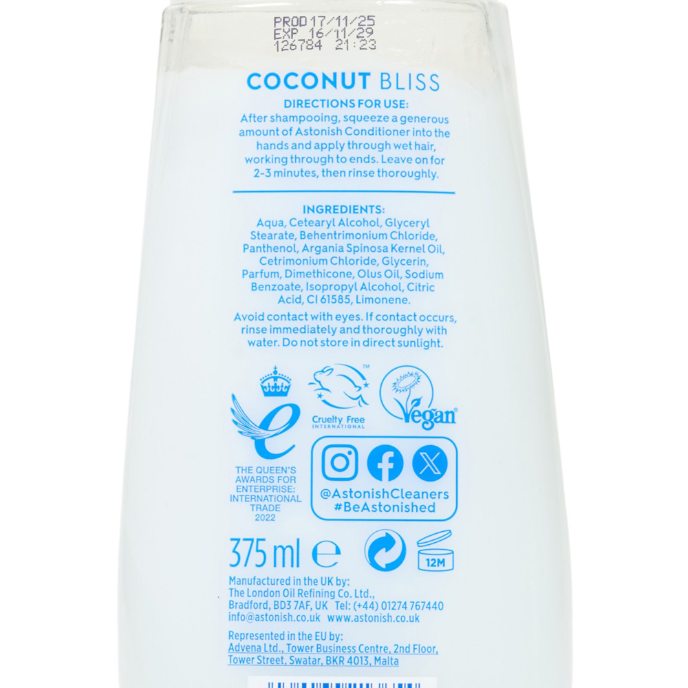 Astonish Coconut Bliss Conditioner 375ml Image 3