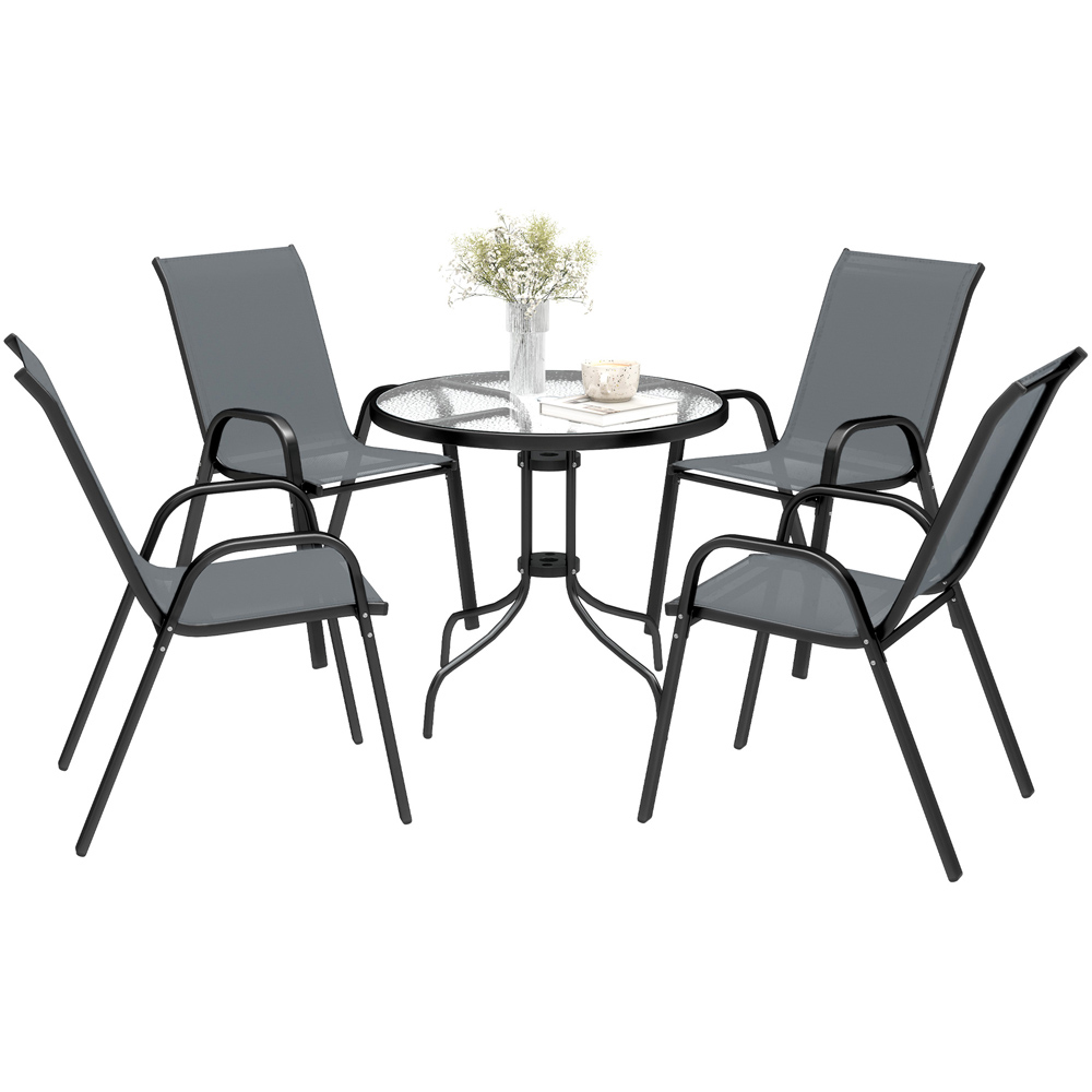 Outsunny 4 Seater Garden Dining Set Grey Image 2