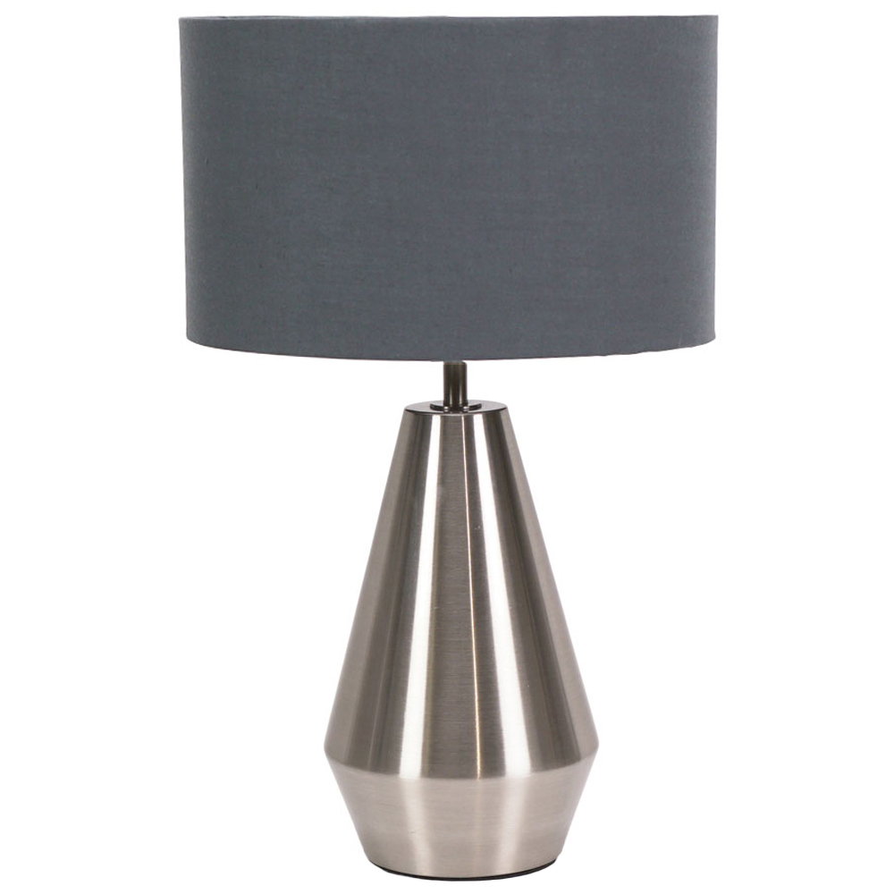 ValueLights Jax Charcoal Grey Shade Brushed Chrome Touch LED Table Lamp Image 1