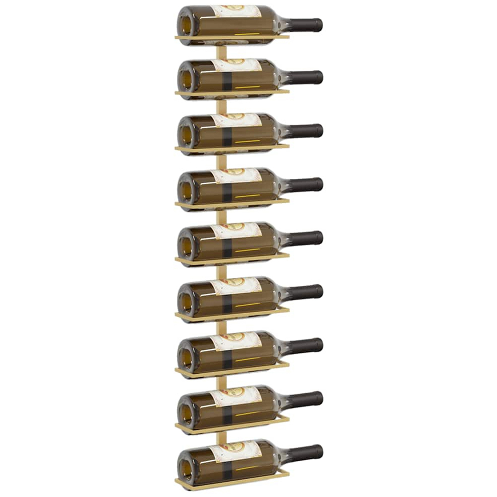 vidaXL 9 Bottle Gold Wall Mounted Wine Rack Set of 2 Image 2