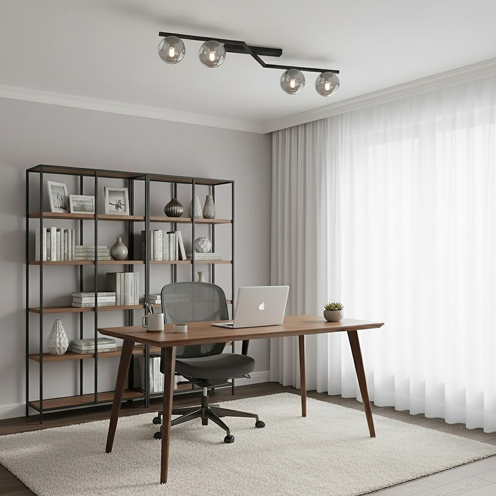Emibig Nation 4 Light Graphite Shade Black Ceiling Lamp Image 2