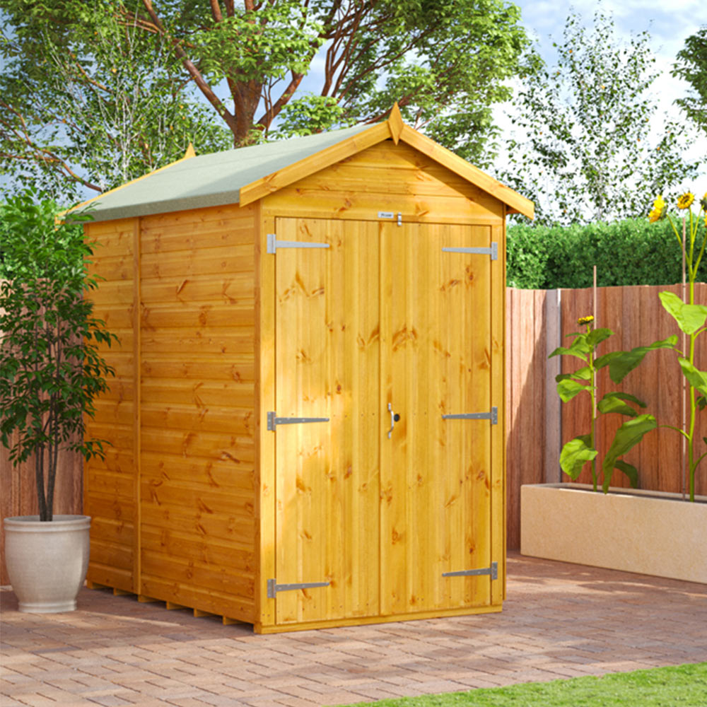 Power Sheds 6 x 4ft Double Door Apex Wooden Shed Image 2