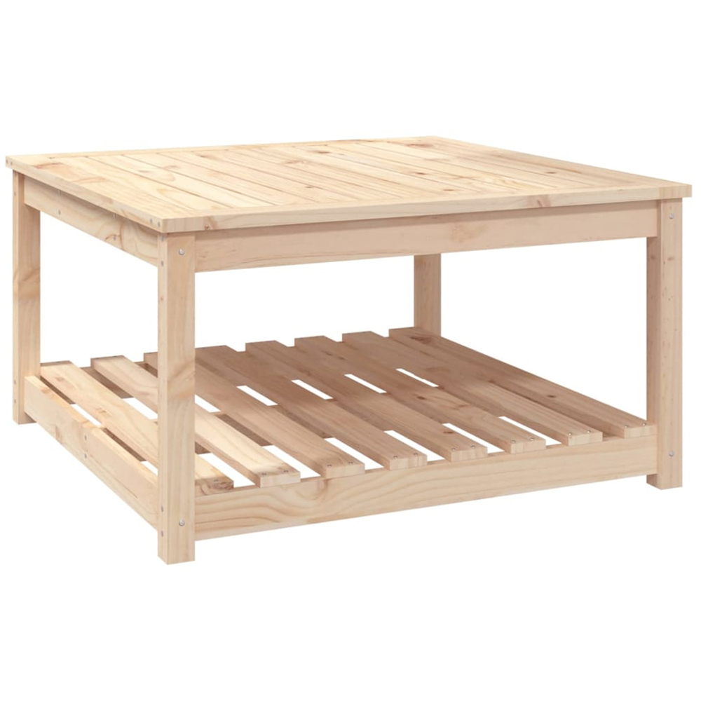 vidaXL Single Shelf Natural Solid Pine Wood Slatted Garden Table 82.5 x 82.5cm Image 2