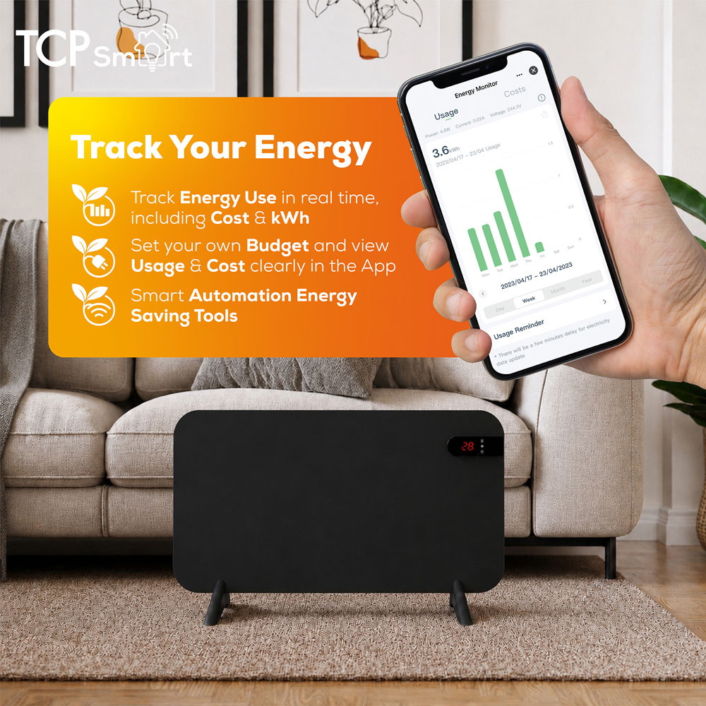 TCP Smart Black Infrared Panel Heater with Energy Monitoring 400W Image 6