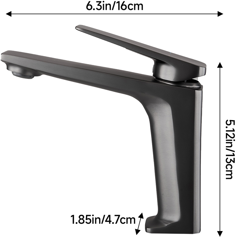 Living and Home Gunmetal Grey Metal Single Lever Basin Mixer Tap Image 7