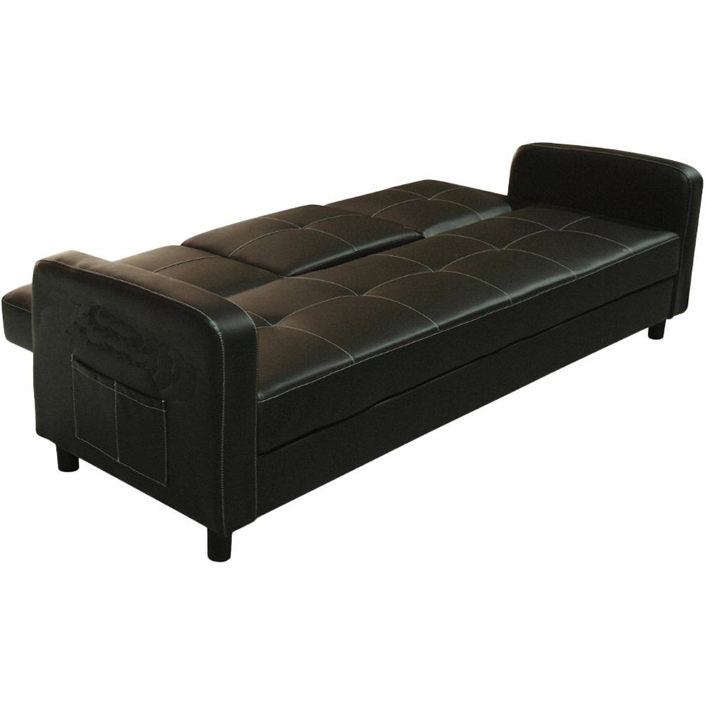 Home Detail Tampa Double Sleeper Black Faux Leather Sofa Bed Image 3