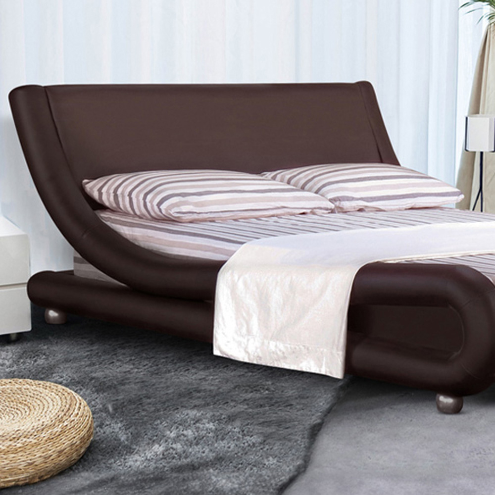Brooklyn Italian Designer King Size Brown Faux Leather Bed Frame Image 2