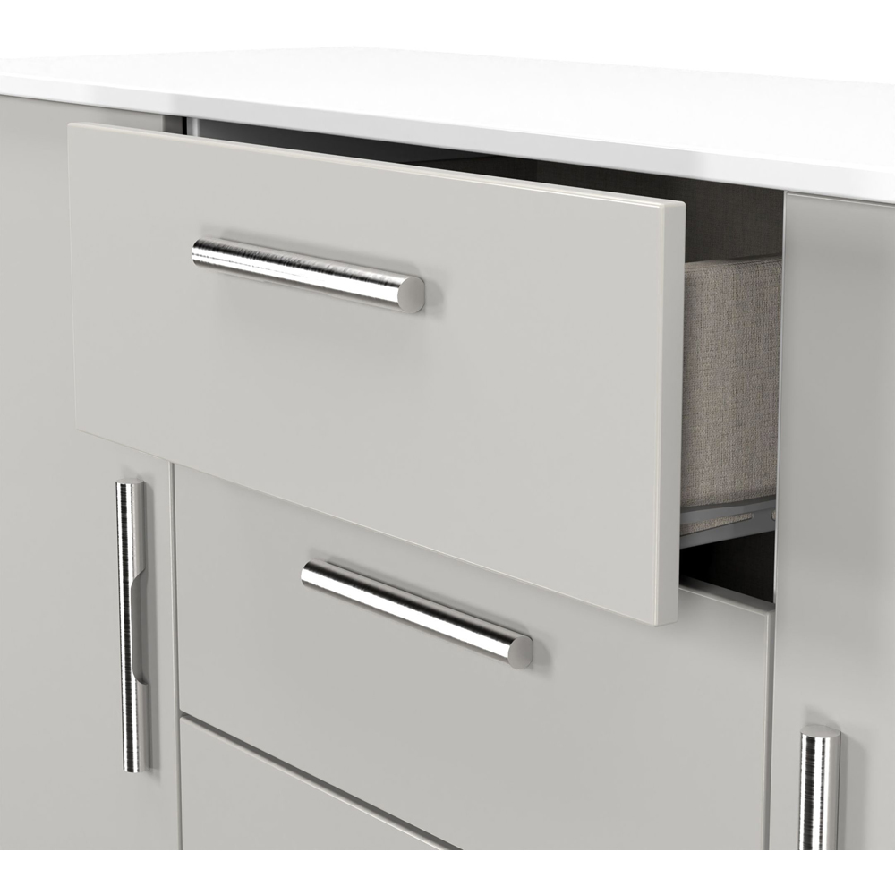 Crowndale Contrast 2 Door 3 Drawer Grey Matt and White Sideboard Ready Assembled Image 5