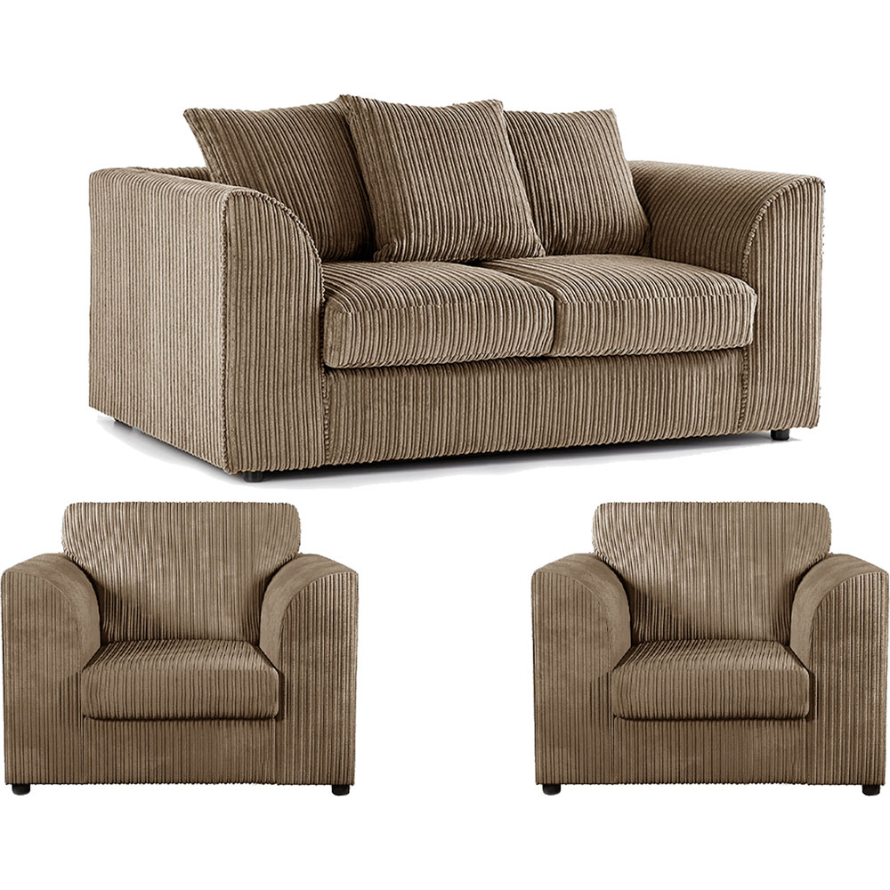Luxor 4 Seater Coffee Jumbo Cord Scatter Back Sofa Suite Image 2