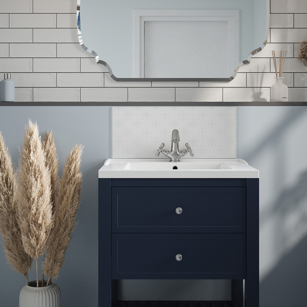 Laura Ashley Wicker Pearl White Glass Bathroom Splashback 600 x 250 x 4mm Image 2