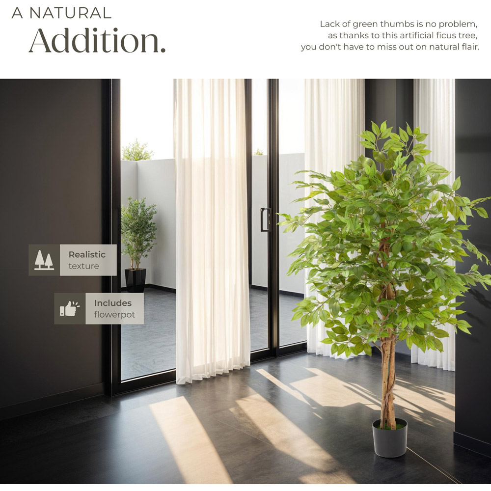 tectake Artificial Ficus Tree in Pot 160cm Image 5