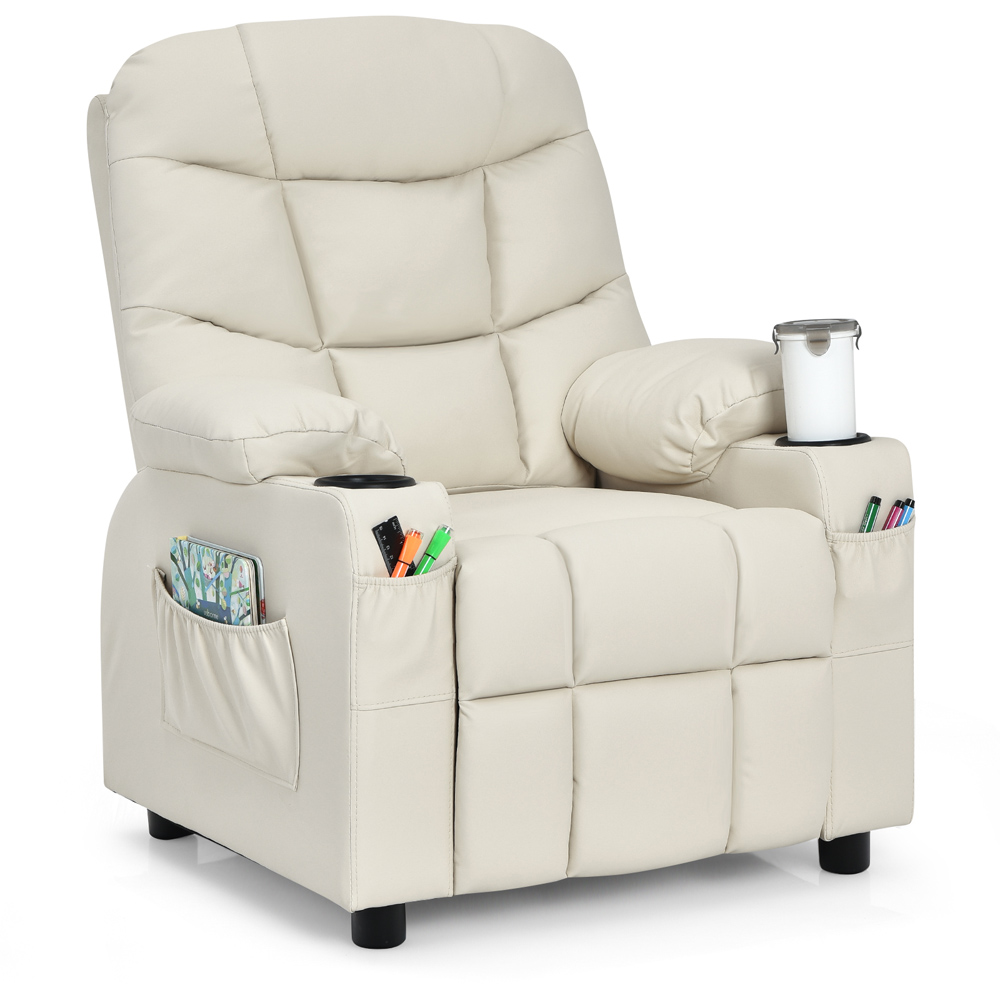 Costway Beige Upholstered Lounge Recliner Chair Image 2