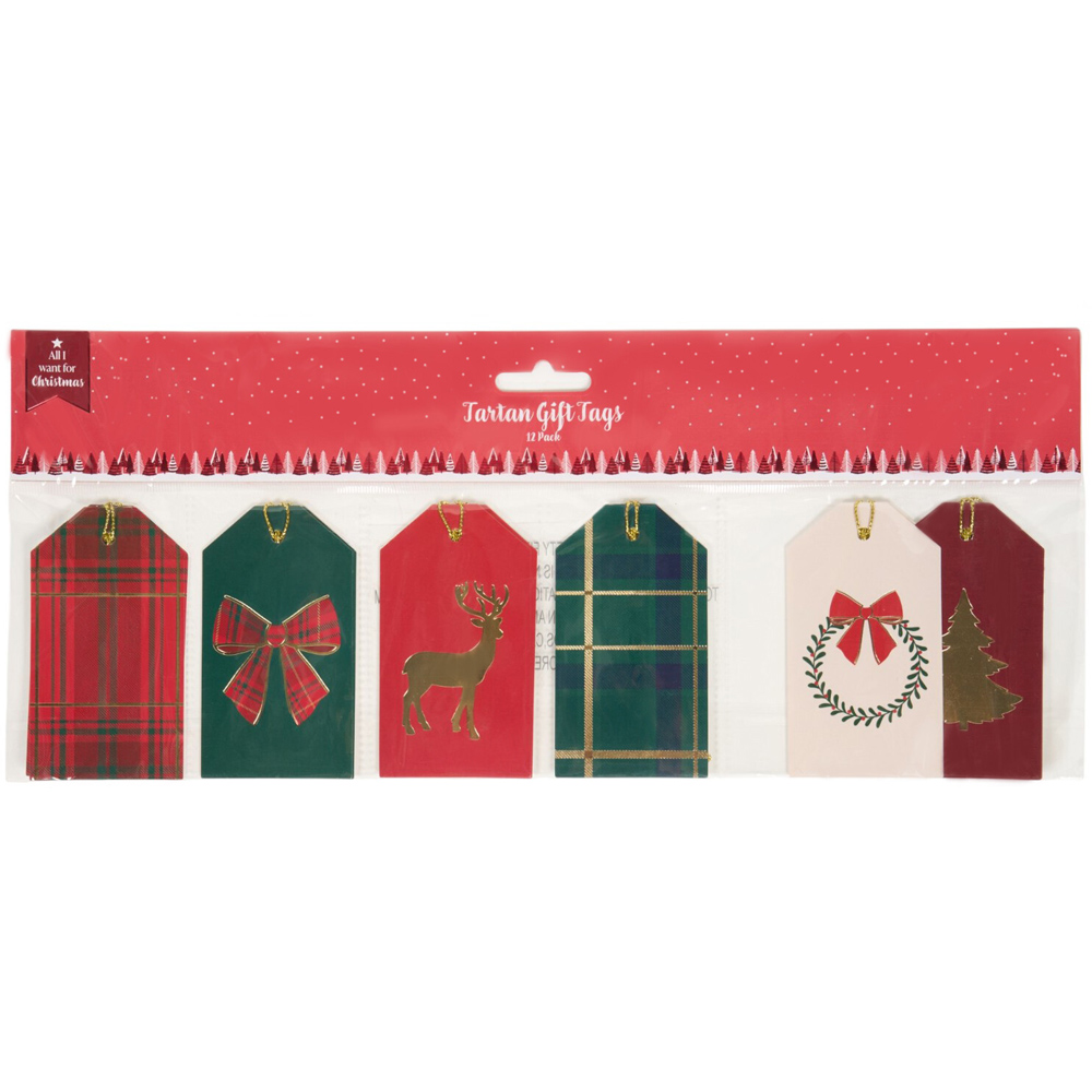 Pack of 12 Tartan Traditional Gift Tags Image 1