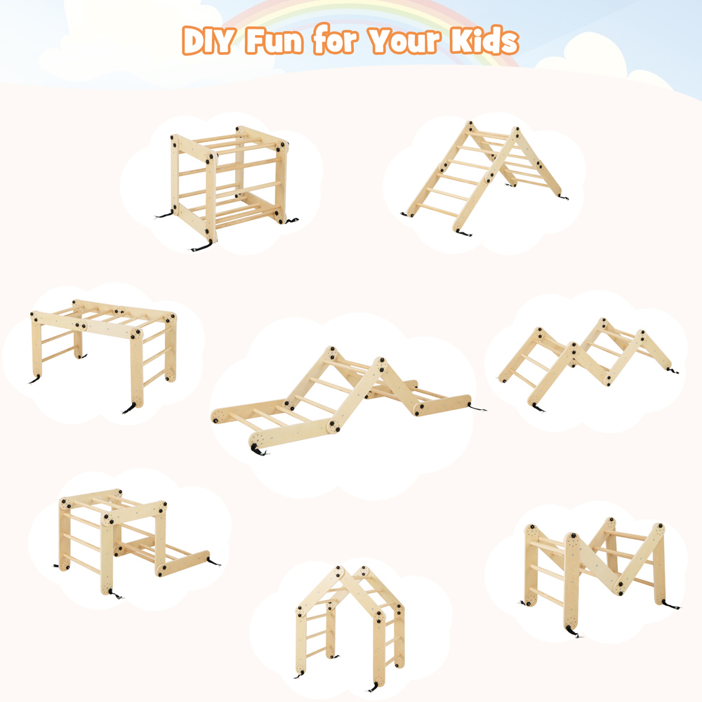 Costway Natural Montessori Foldable Climbing Set Image 4