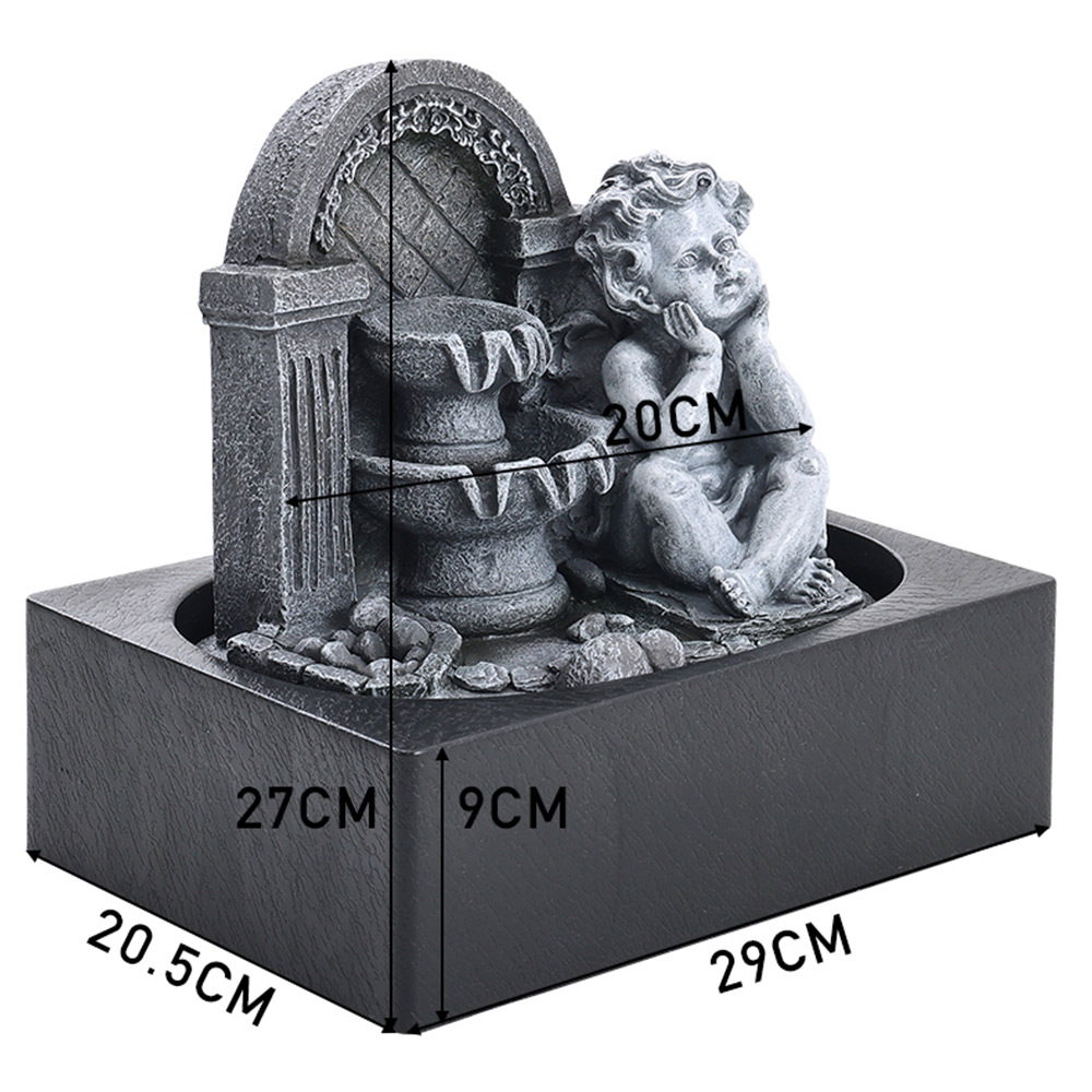 Living and Home Cherub Tabletop Resin Water Feature with Light Image 8