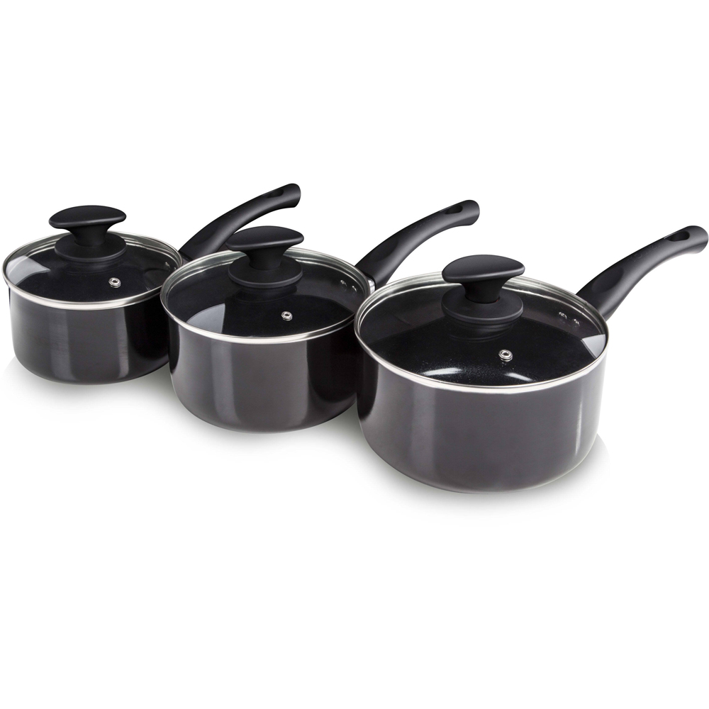 Tower 3 Piece Black Ceramic Pan Set Image 3