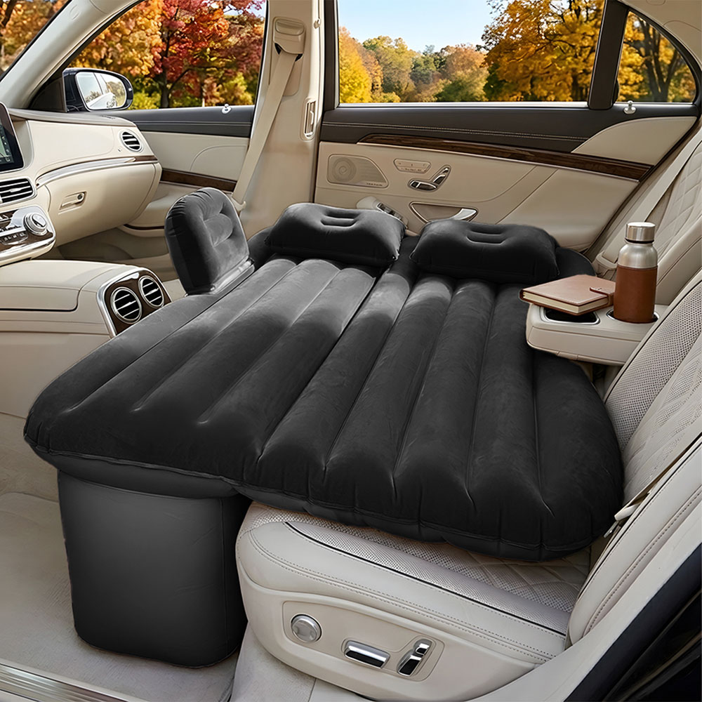 Living and Home Black Inflatable Car Air Mattress with Pump and 2 Pillows Image 7