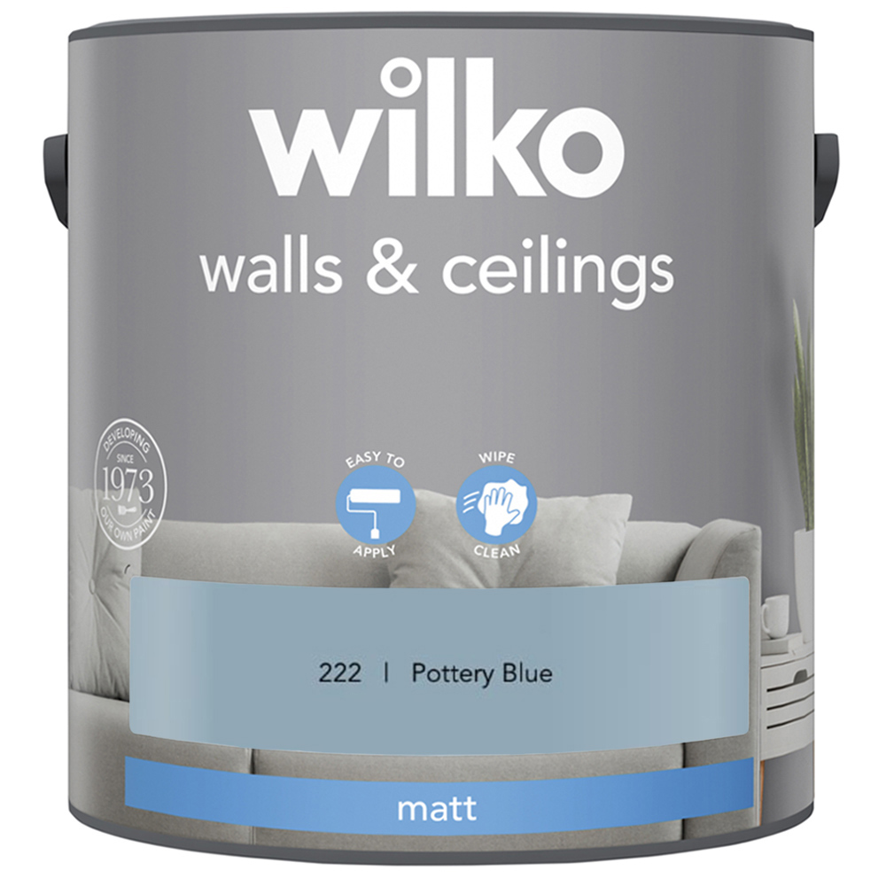 Wilko Walls & Ceilings Pottery Blue Emulsion Paint 2.5L Image 2