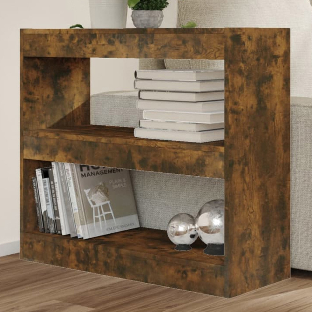vidaXL 2 Shelf Smoked Oak Bookcase Image 1