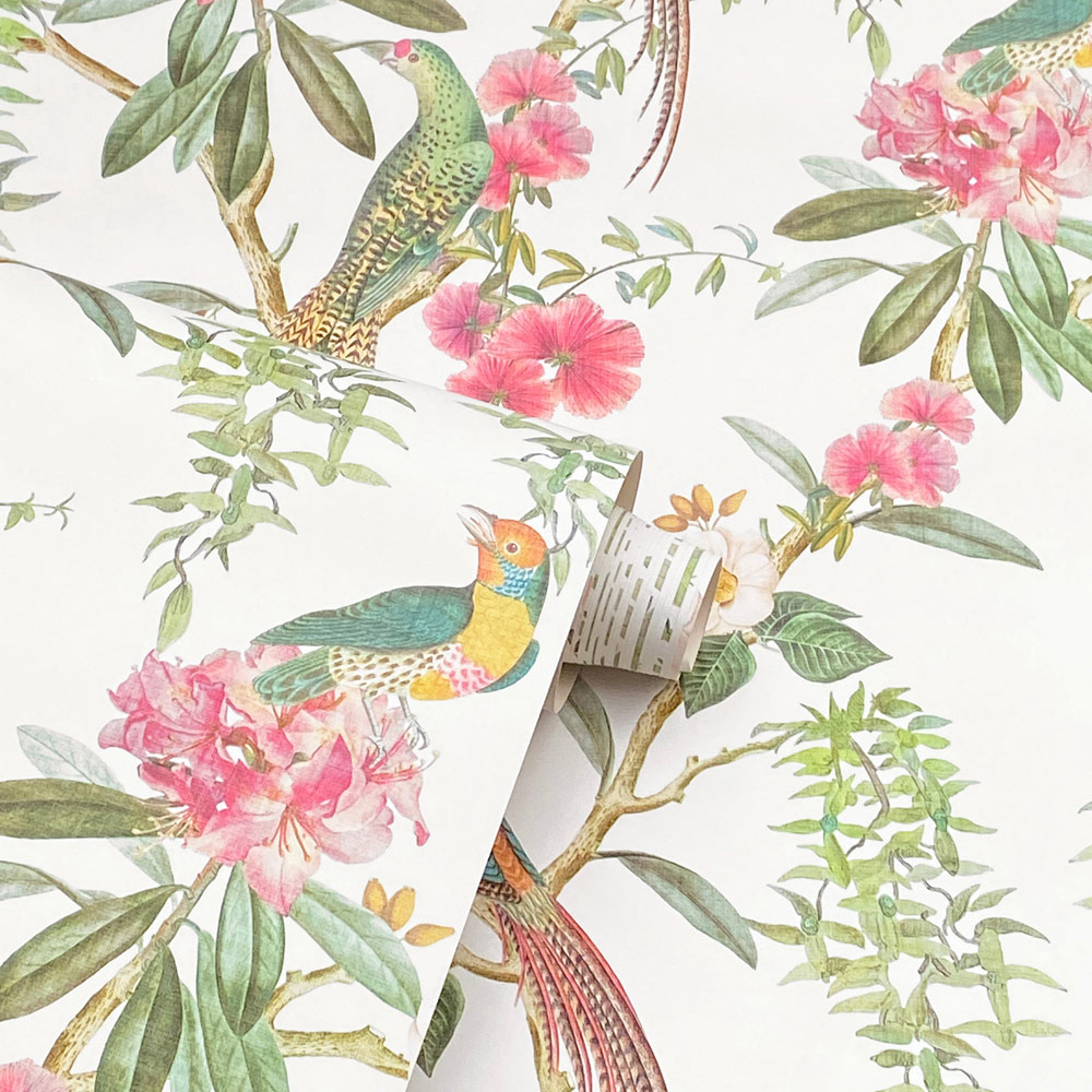 Arthouse Exotic Garden Green and Pink Wallpaper Image 2