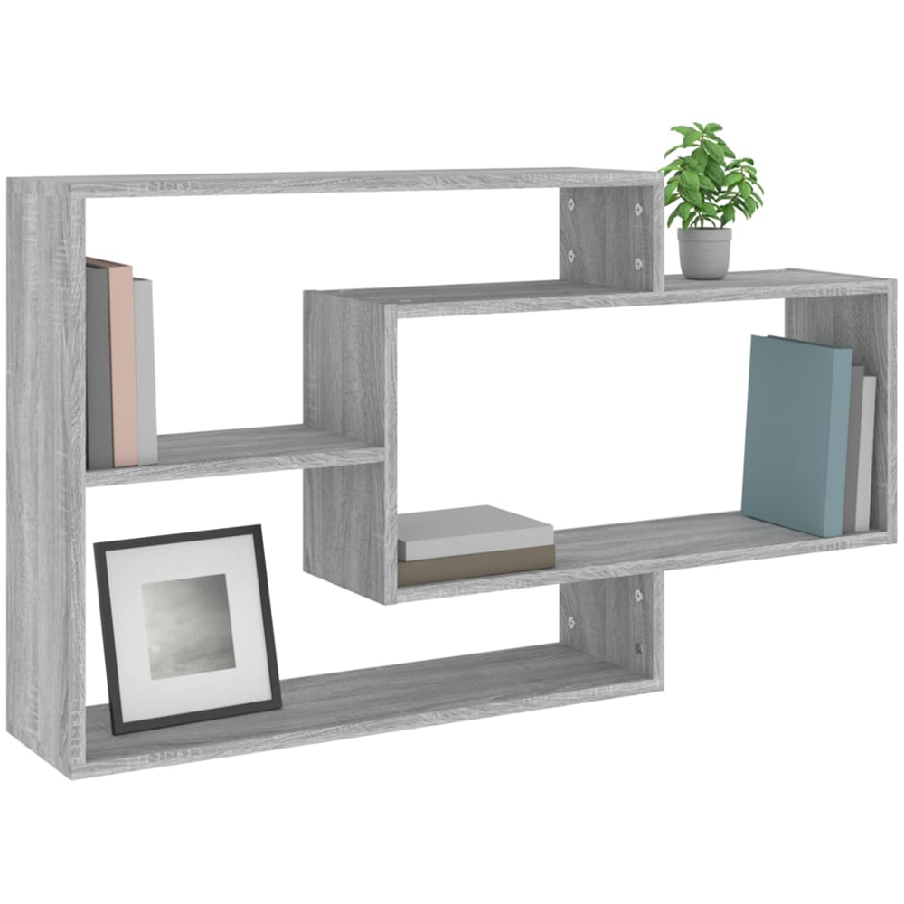 vidaXL 3 Shelf Grey Sonoma Floating Wall Shelf Image 4