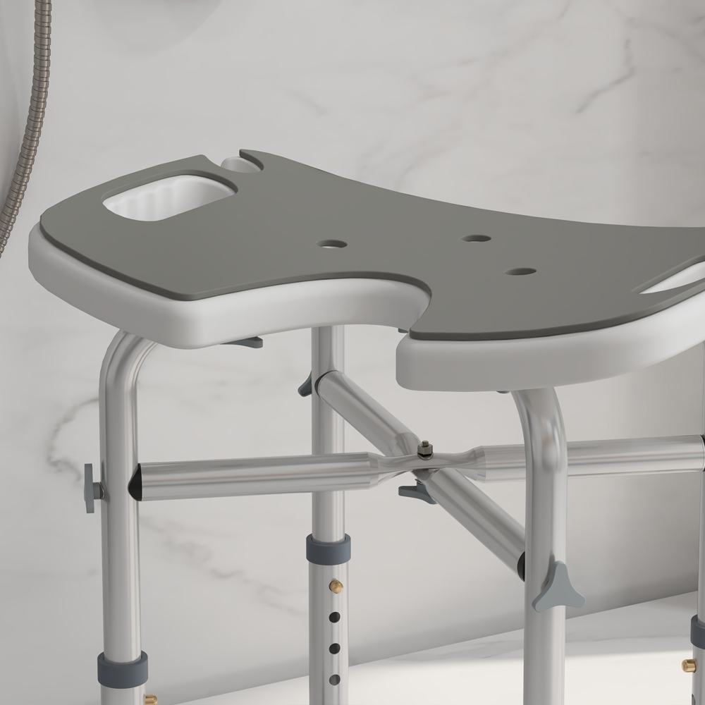 HOMCOM Grey Aluminium Shower Stool Image 5