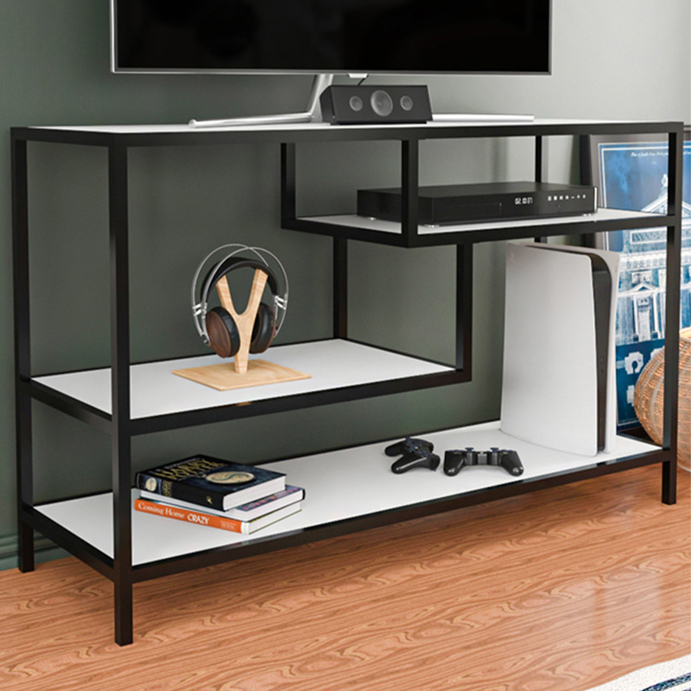 Decorotika Robins Industrial Black and White TV Stand Image 1