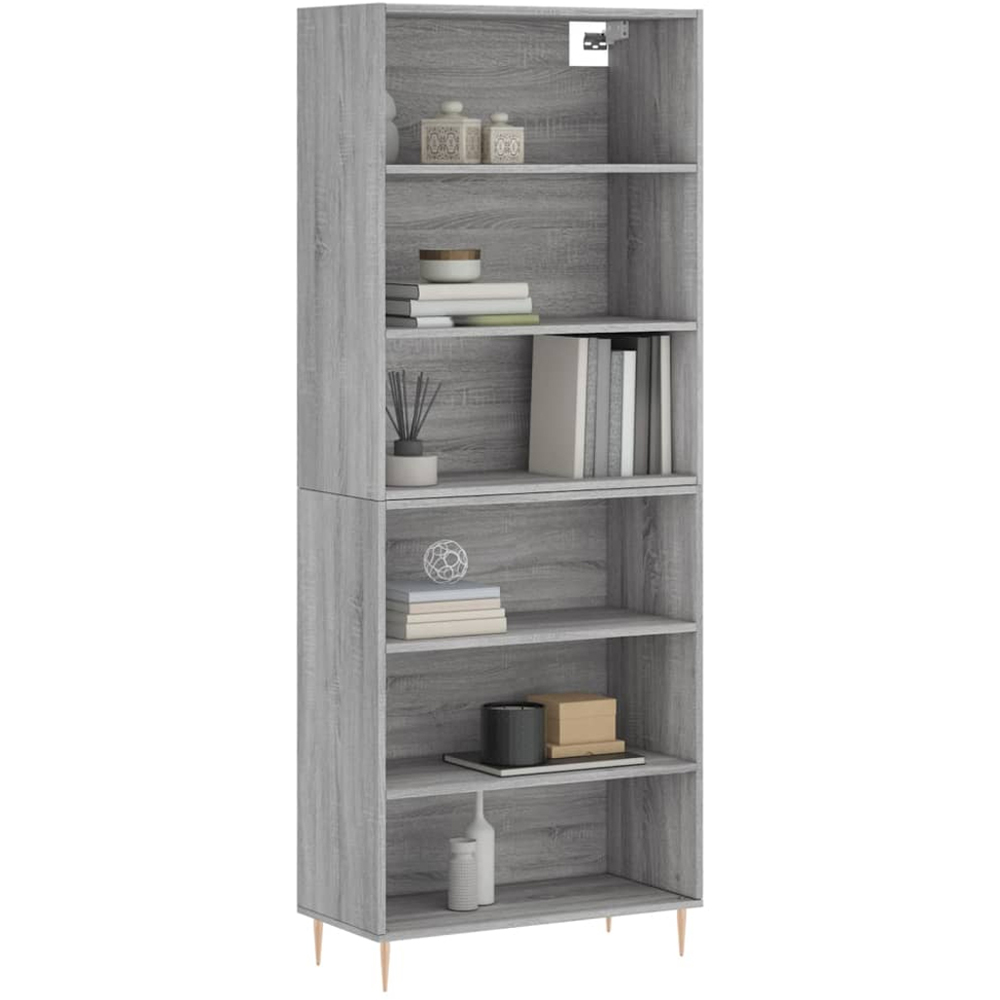 vidaXL 6 Shelf Concrete Grey Highboard Image 3