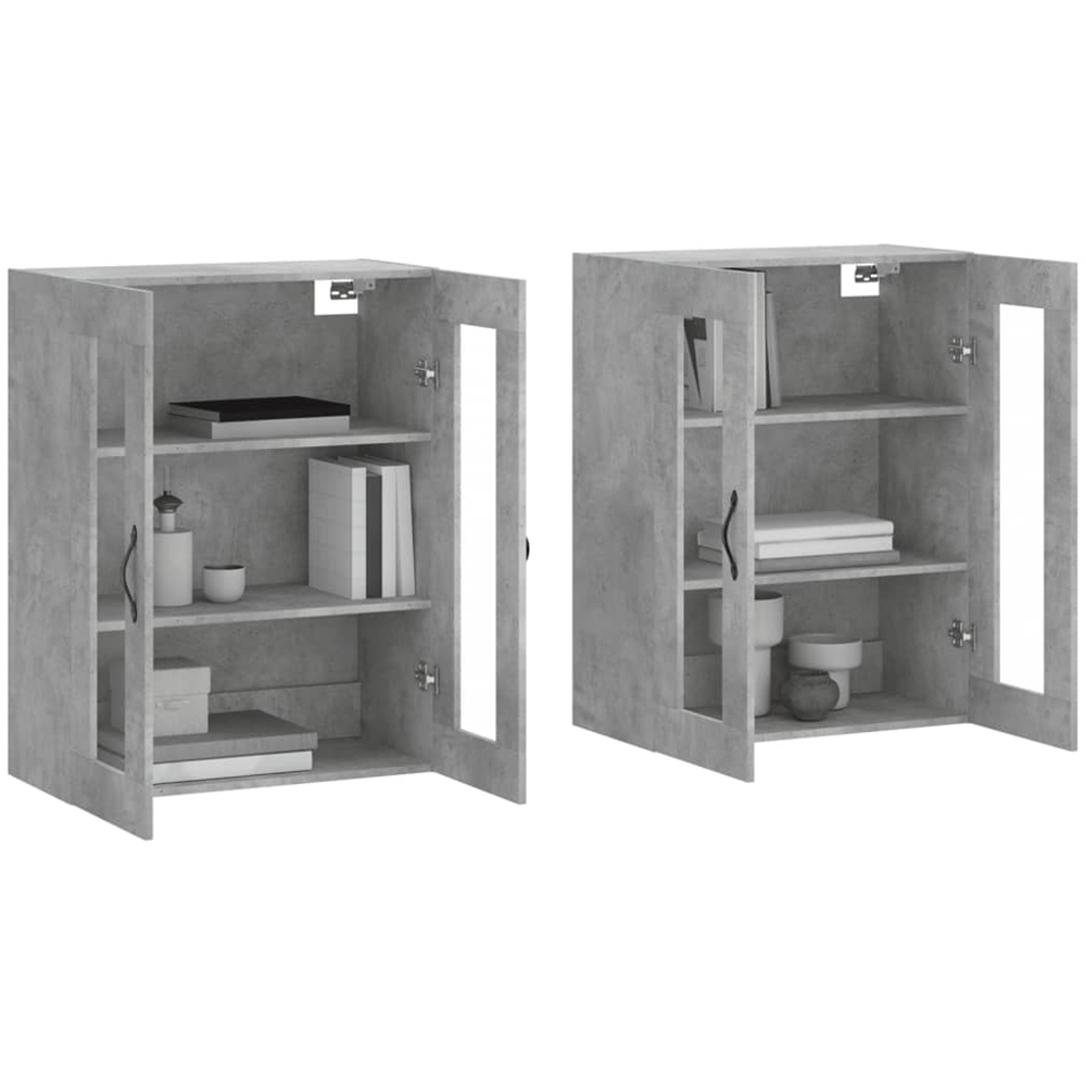 vidaXL 2 Glass Door Concrete Grey Wall Mounted Cabinet Set of 2 Image 3