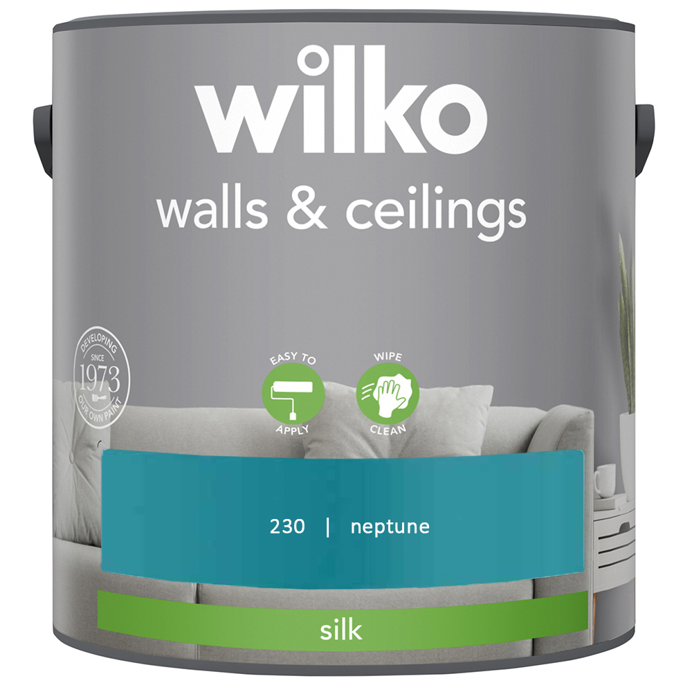 Wilko Walls & Ceilings Neptune Silk Emulsion Paint 2.5L Image 2