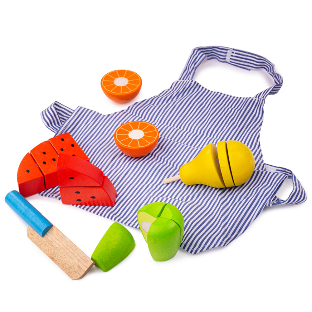 Bigjigs Toys Wooden Cutting Fruit Chefs Set Multicolour Image 1