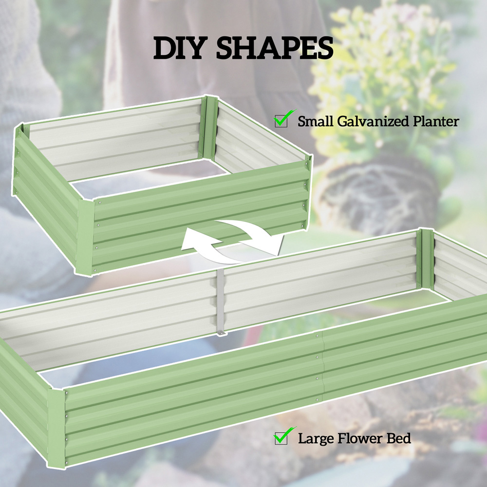 Outsunny Light Green Galvanised Metal Raised Garden Bed 30 x 90.5 x 241cm Image 7