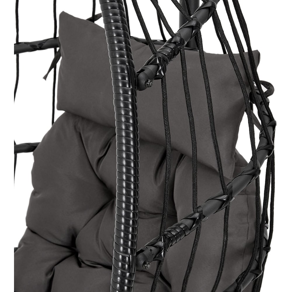 Living and Home Black Linear Wicker Hanging Egg Chair Image 6