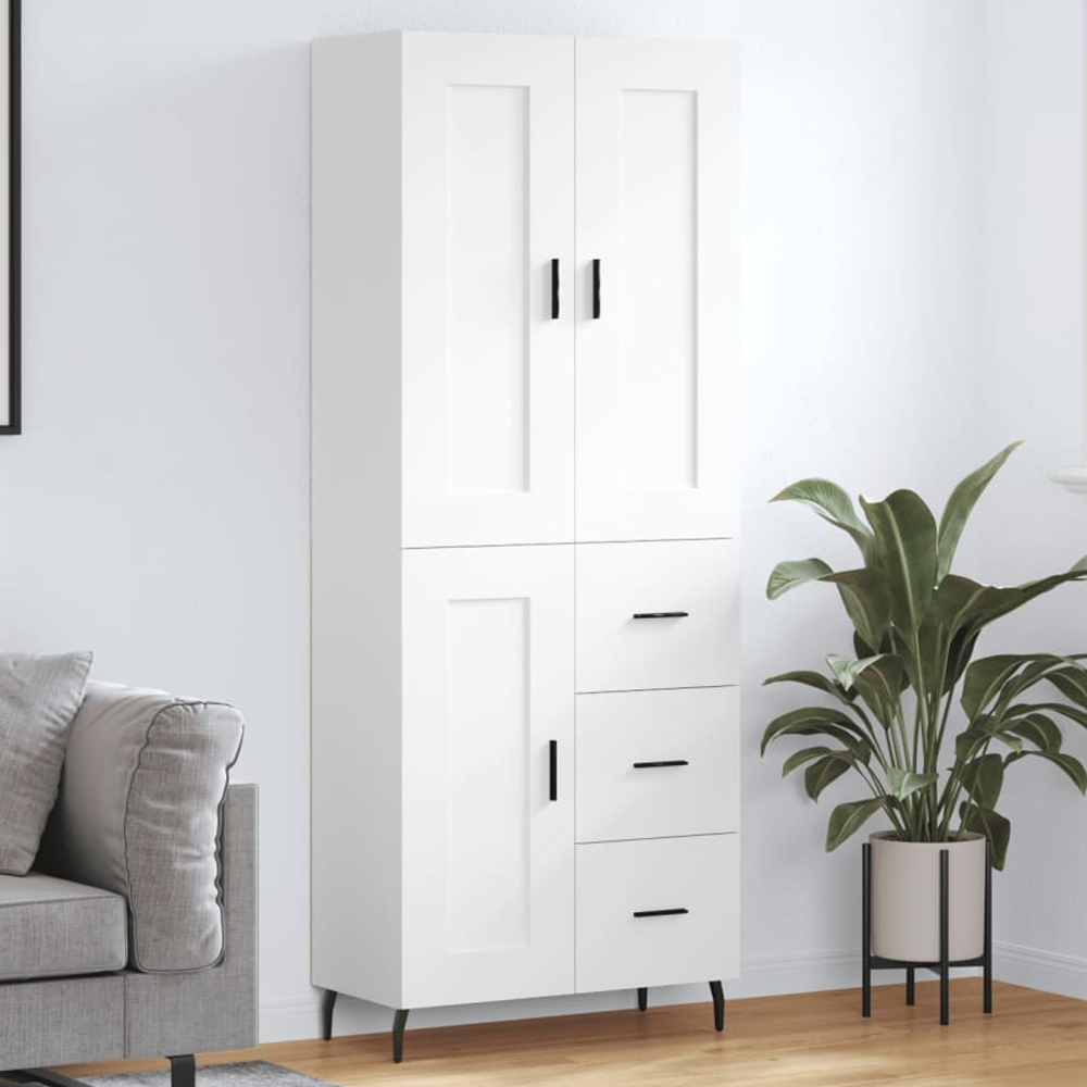 vidaXL 3 Door 3 Drawer White Highboard Image 1