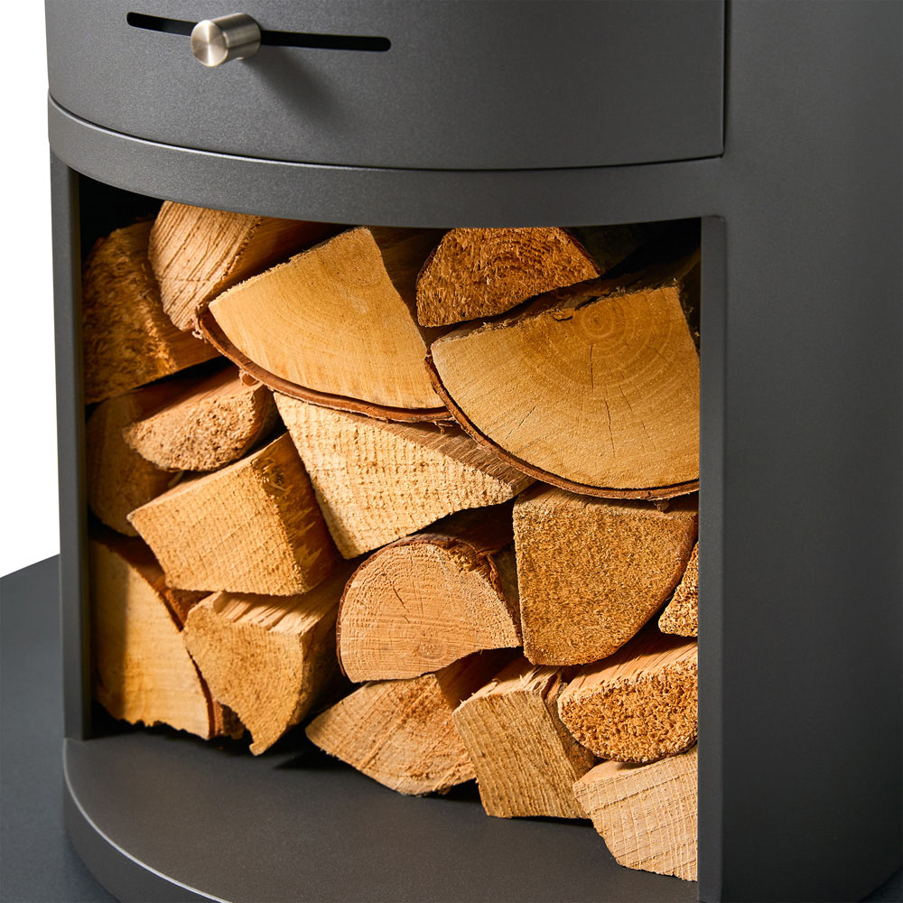 OKO S7 Charcoal Grey Bio Ethanol Cylinder Stove with Log Storage 3000W Image 8