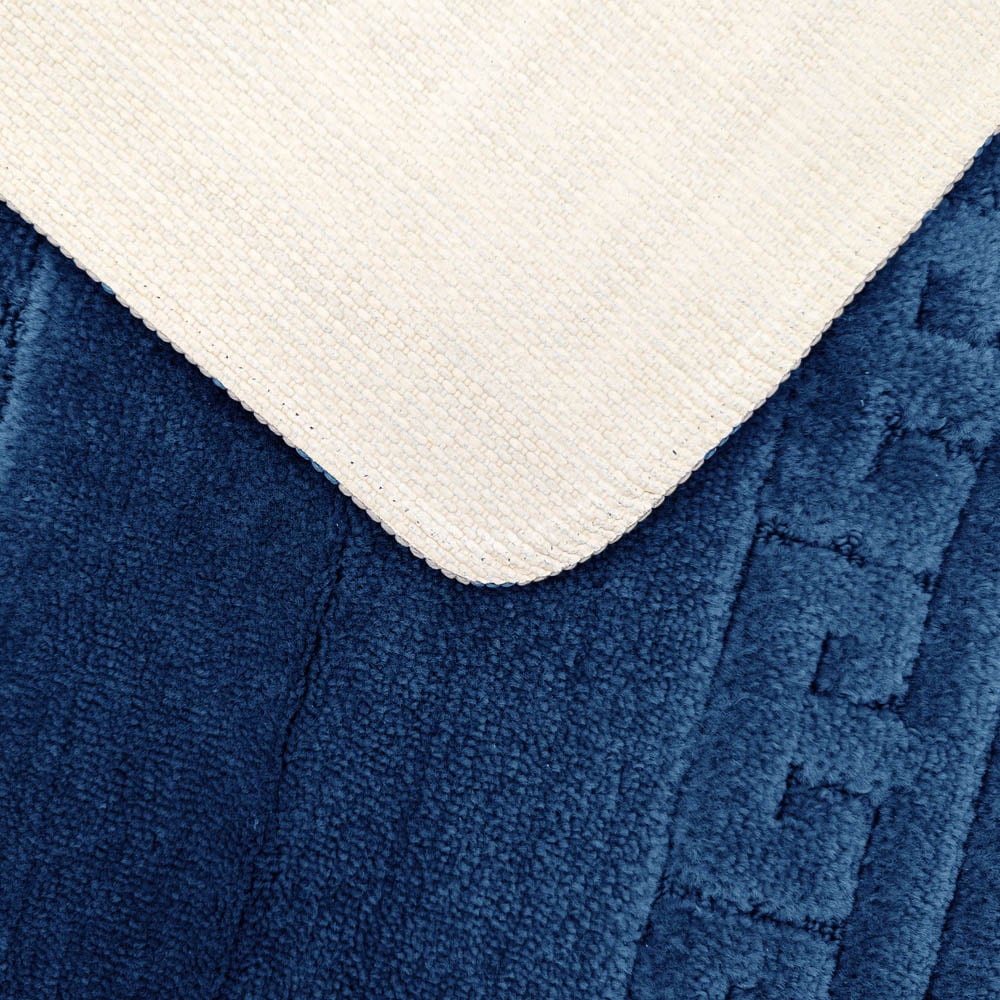 Velosso Greek Key Navy Bath Mat Set Image 5