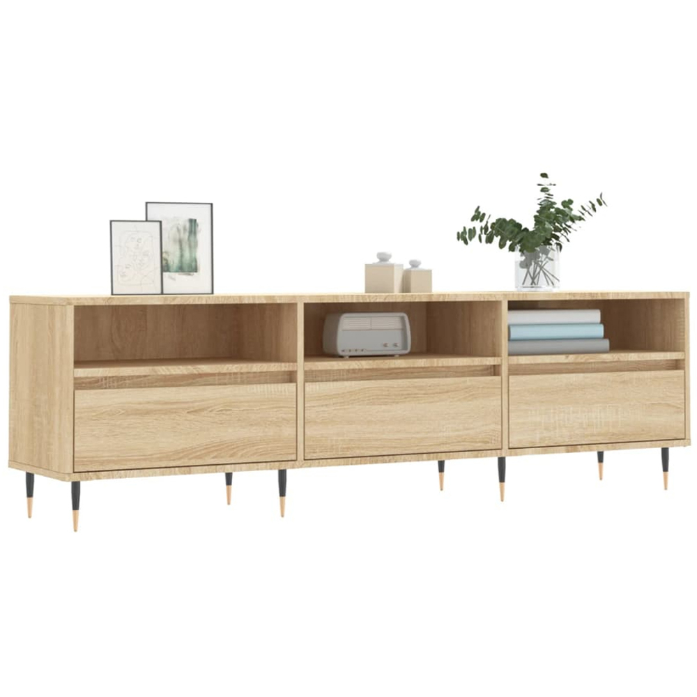 vidaXL 3 Door 3 Shelf Sonoma Oak Wide TV Cabinet Image 3