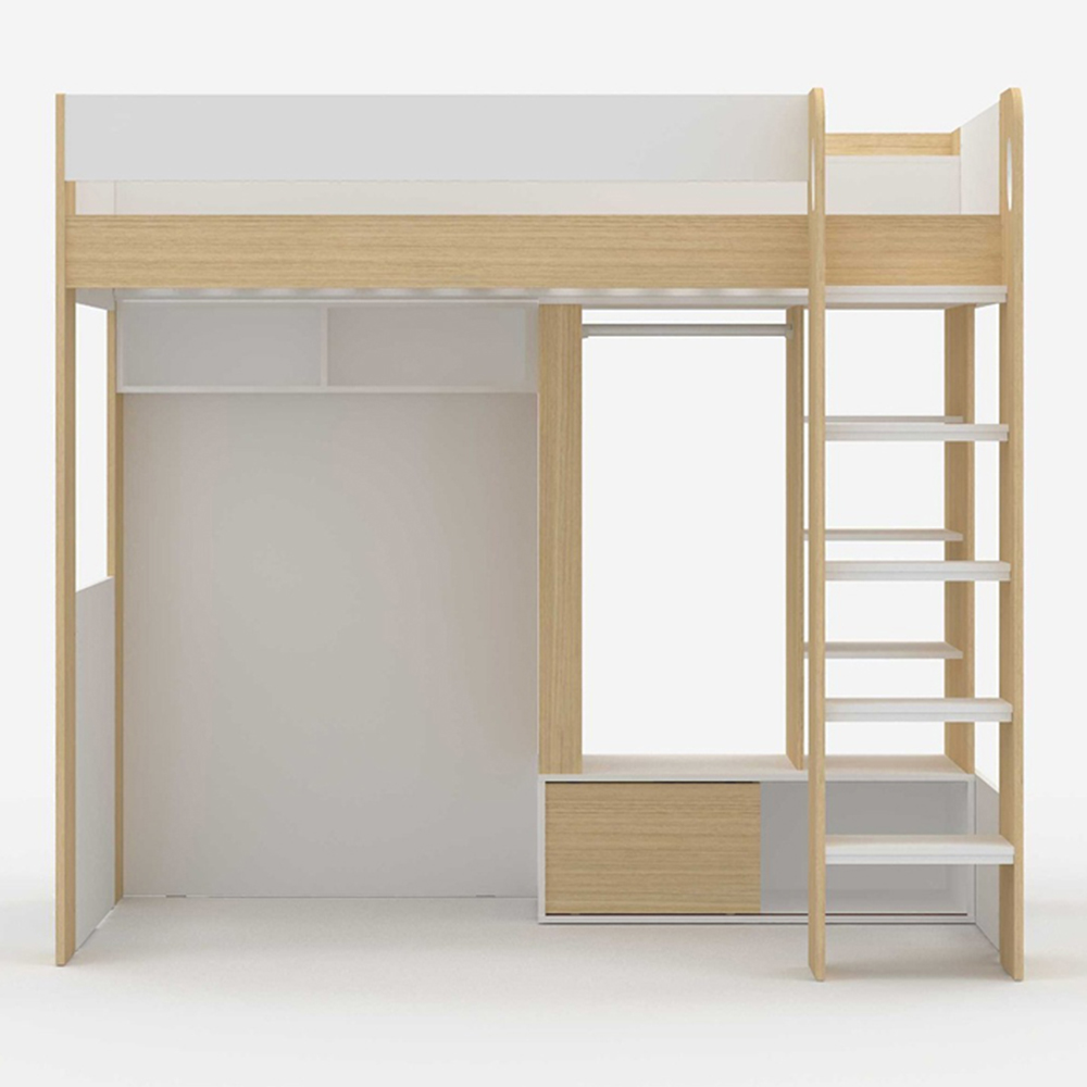 Flair Hampton Single White and Oak High Sleeper Frame Image 3