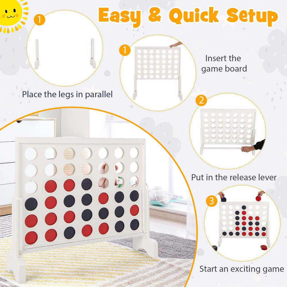 Costway White 4 In A Row 42 Piece Play Set Image 3