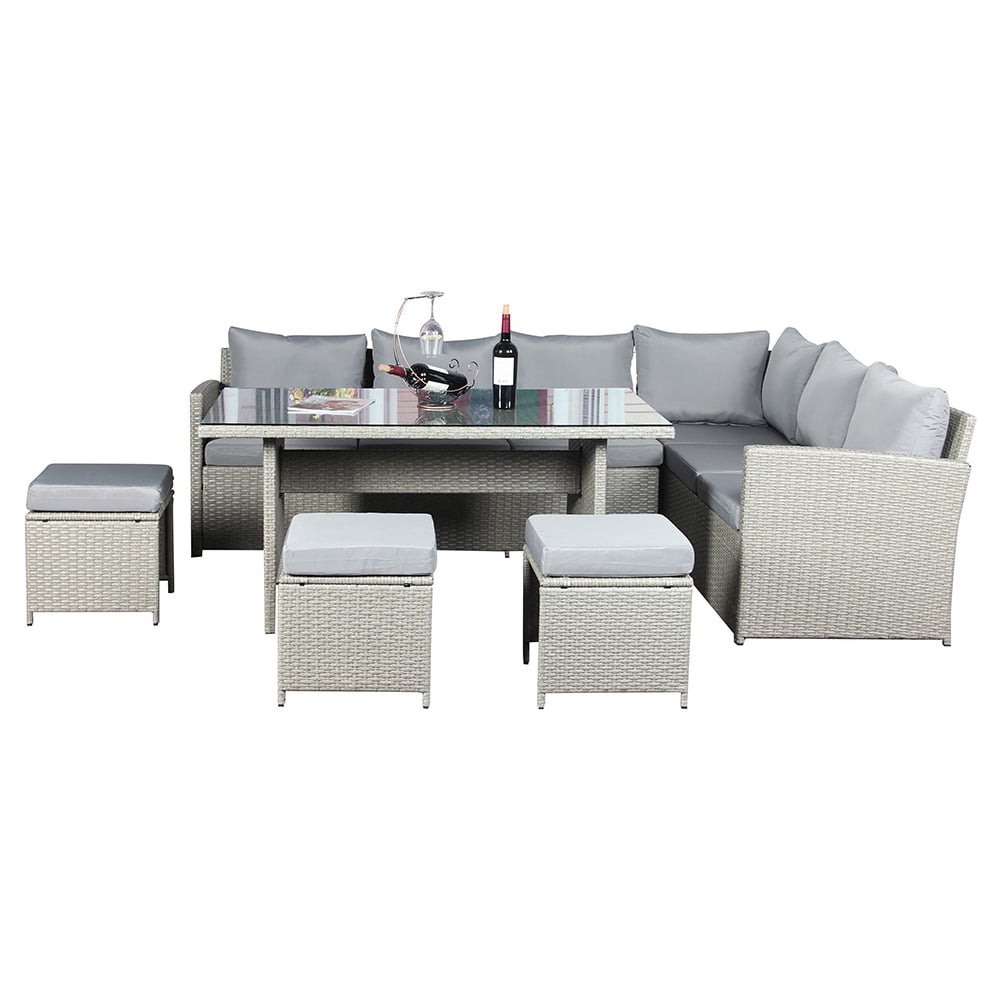 Outdoor Living Knutsford Rattan 9 Seater Garden Dining Set Grey Image 4