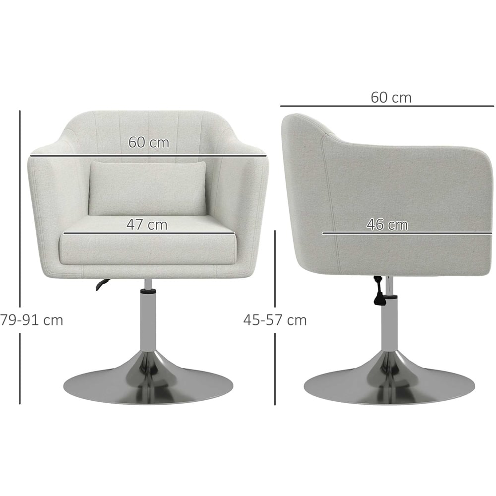 HOMCOM Cream White Linen Fabric Swivel Accent Chair Image 7