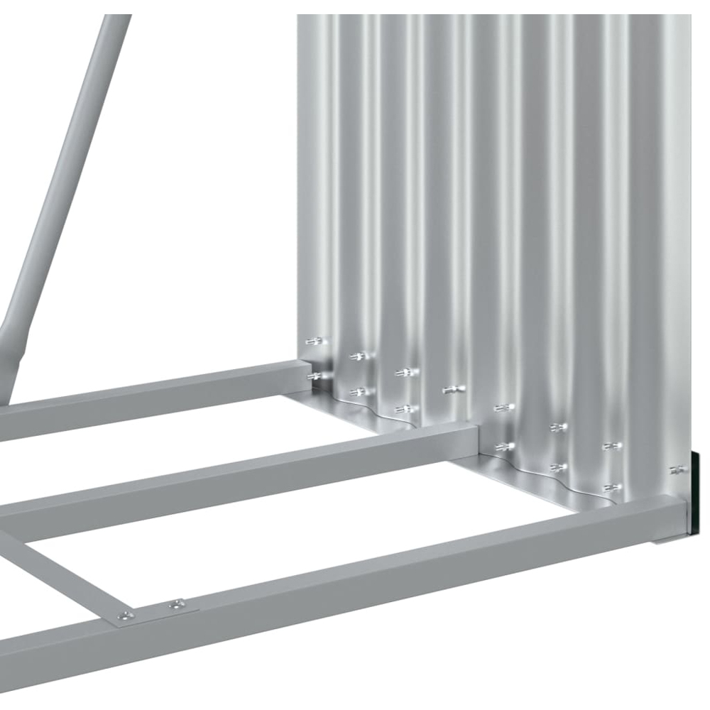 vidaXL Silver Galvanised Steel Firewood Log Holder 120 x 80 x 45cm Image 5